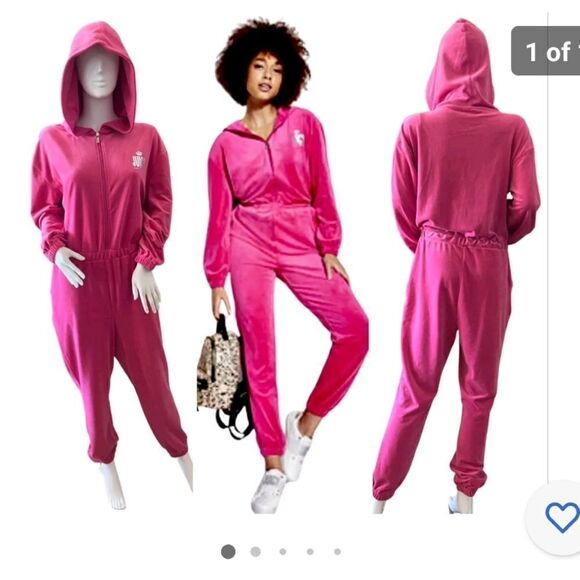 Juicy Couture jumpsuit hoddied velour side pockets - Picture 7 of 15